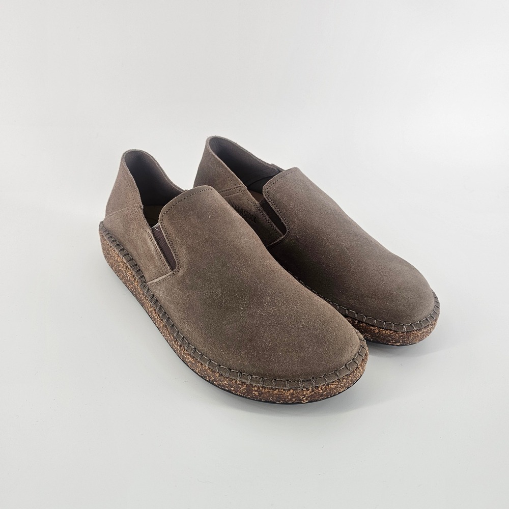 Birkenstock Callan Slip On EU 38 L7 M5 Taupe Suede Loafers Comfort Minimal NWOB